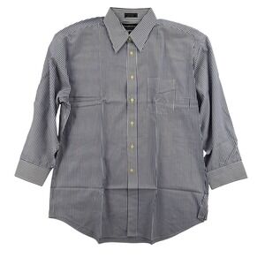 Joseph & Lyman Shirt Mens 17 32/33 Blue White‎ Striped Dress Button Front Pocket